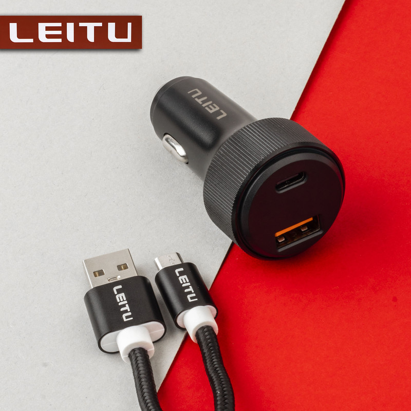 شارژر فندکی لیتو مدل LC-C18 48W به همراه کابل تبدیل MICRO USB