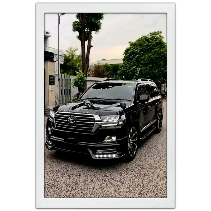 تابلو بکلیت طرح ماشین و خودرو تویوتا لندکروز Toyota LandCruiser مدل W-po2000 فریم سفید