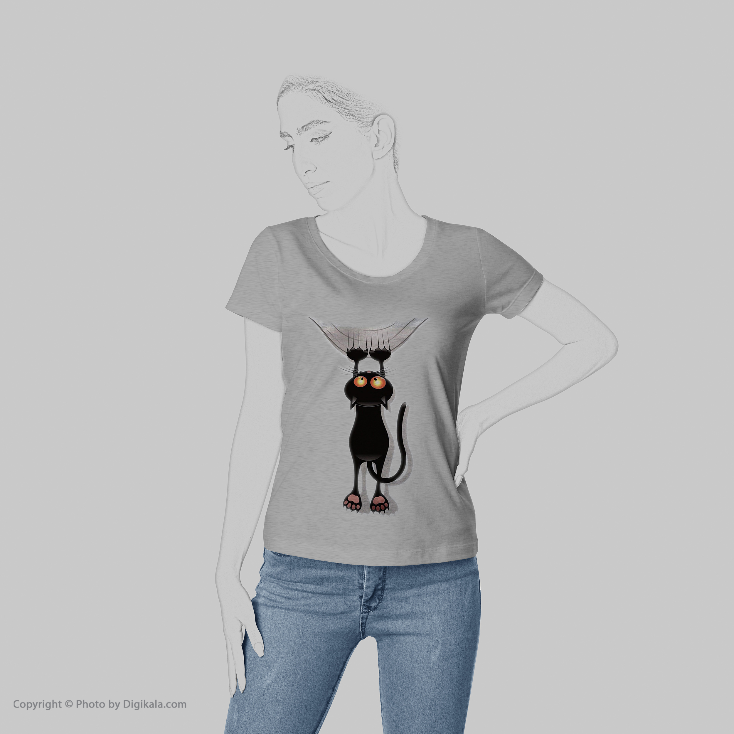 تی شرت به رسم طرح گربه کد 456 -  - 6