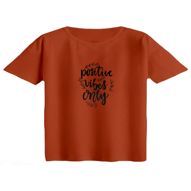 کراپ تی‌شرت آستین کوتاه زنانه مدل تکست مینیمال کد 02