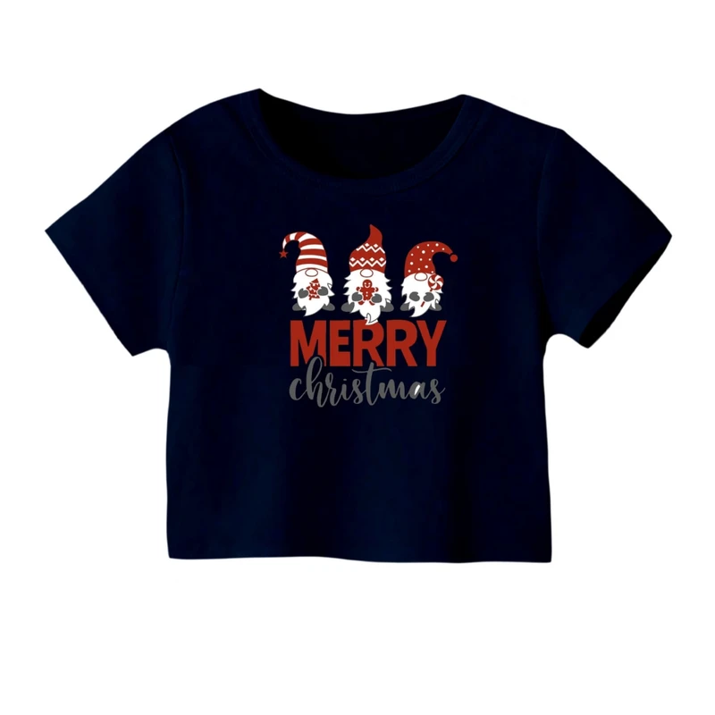 کراپ‌ تی‌شرت آستین کوتاه زنانه مدل بابانوئل کریسمس کد 38