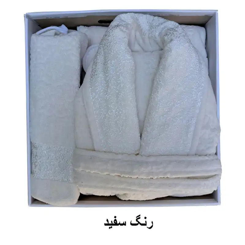 سرویس حوله پالتویی 4 تکه الماس طرح سلطنتی کد pp-403 سایز 125 سانتی متر