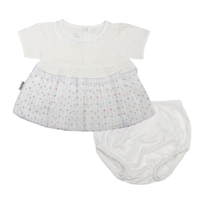 ست پیراهن و شورت نوزادی دخترانه آدمک مدل پروانه کد 127400 رنگ سفید -  - 1