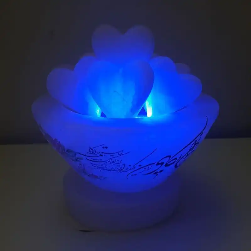 آباژور سنگ نمک مدل کاسه با قلب کد 1405