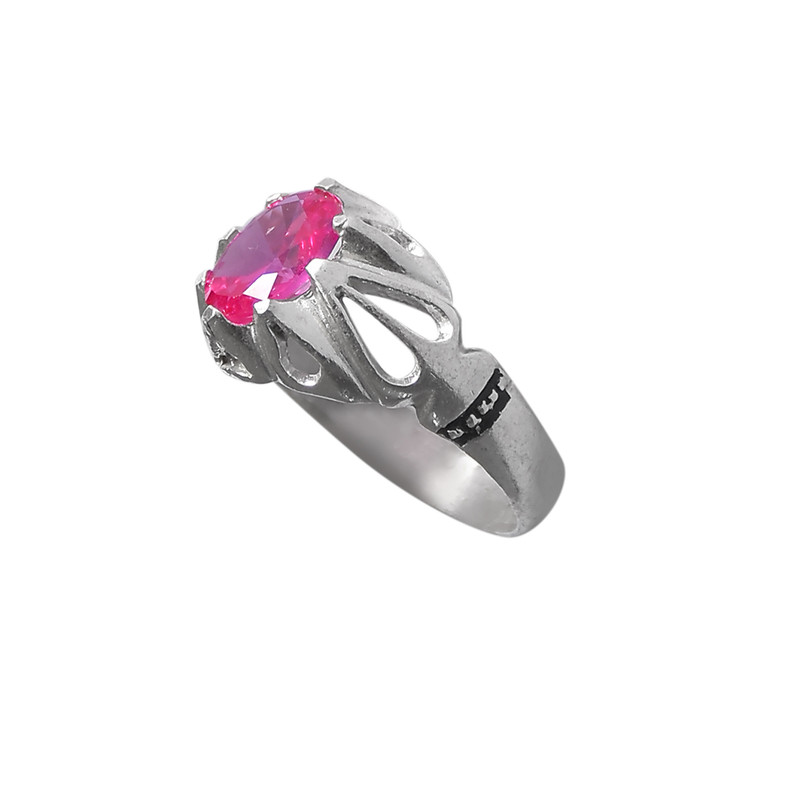 انگشتر نقره مردانه نقره جات لطفی مدل  یاقوت کد ANMS030E01