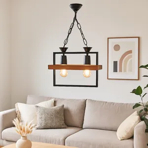لوستر 2 شعله شاهان تک مدل wood12