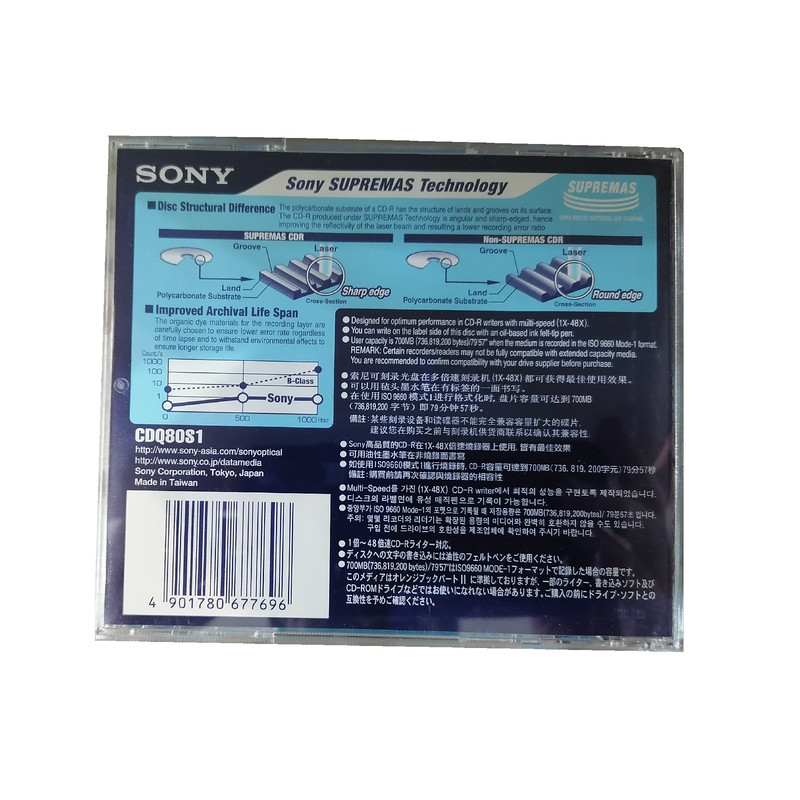 قاب سی دی / دی وی دی سونی مدل CDQ80S1 بسته 10 عددی