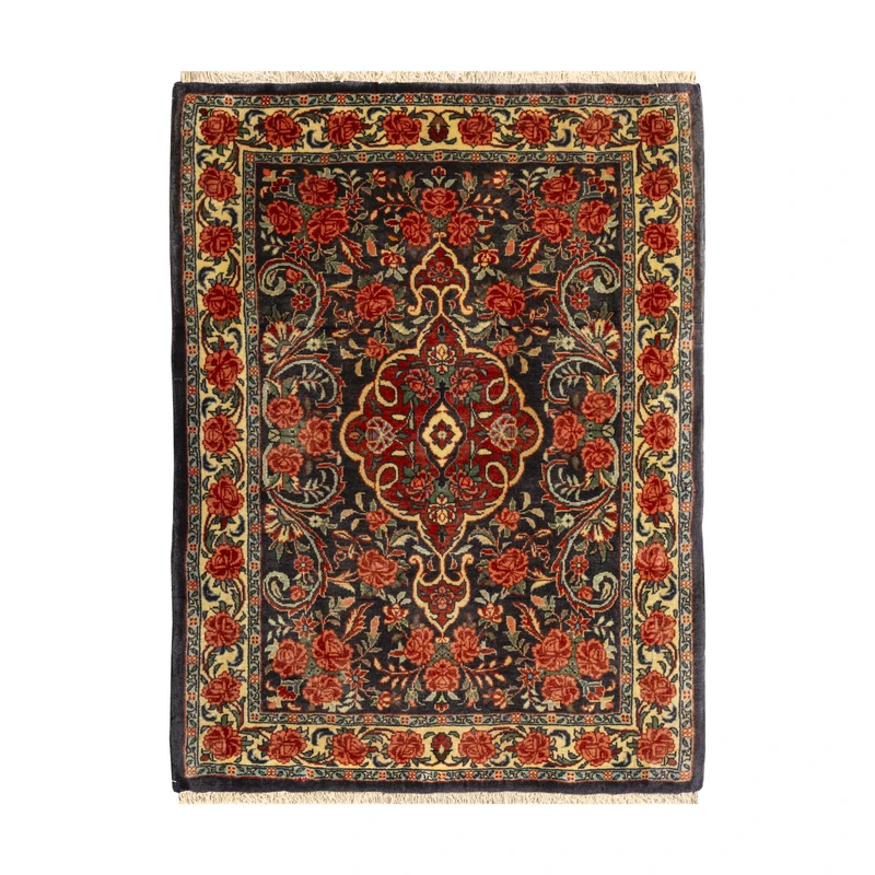 فرش دستبافت 0.51 متری مدل بیجار کد 45P7493 زمینه سرمه ای