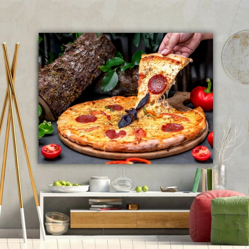 تابلو بوم طرح مخمل پیتزا مدل پپرونی پنیری (2) کد GR1328