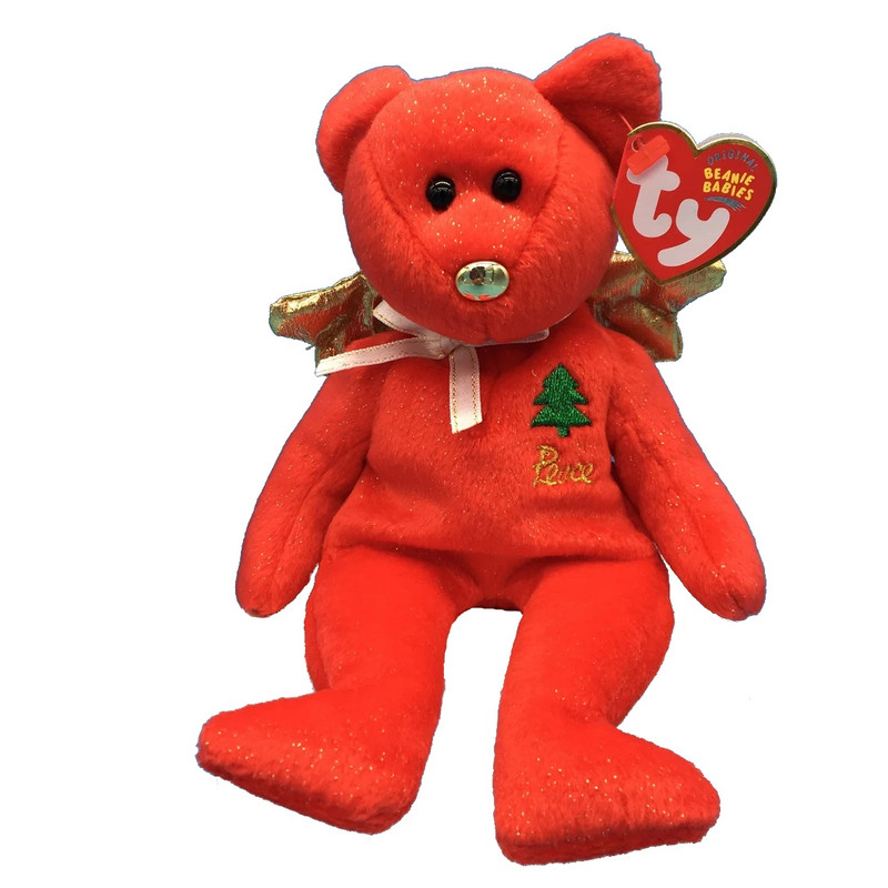 عروسک تی وای طرح خرس مدل Peace Beanie Baby Bear کد SZ4/229 ارتفاع 22 سانتی متر