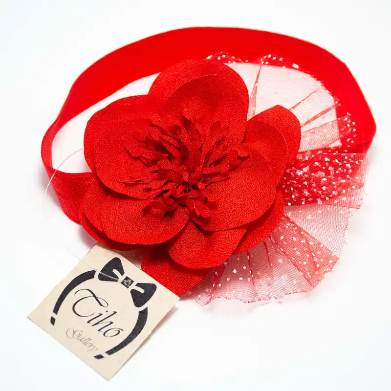 هدبند نوزادی مدل گل تور دار