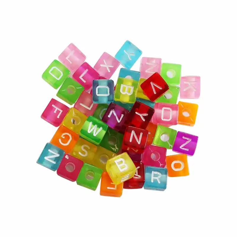 مهره دستبند مدل حروف انگلیسی طرح پاستیلی کد 1033بسته 40عددی