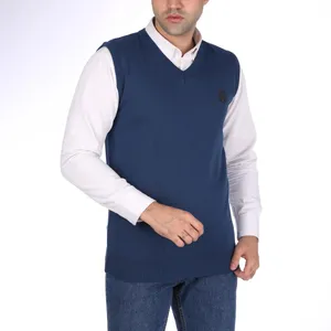ژیله مردانه تریکو پاییزان مدل J700 رنگ آبی نفتی