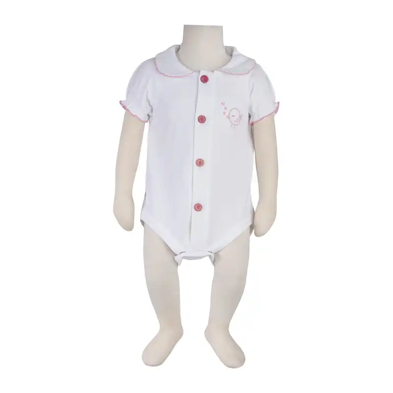 بادی آستین کوتاه آدمک مدل  یقه ب ب  کد 17809 رنگ سفید