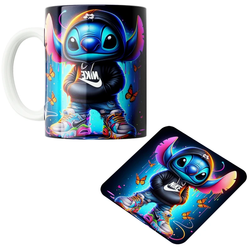 ماگ پاد آفرین مدل استیچ کد z254 به همراه زیر لیوانی