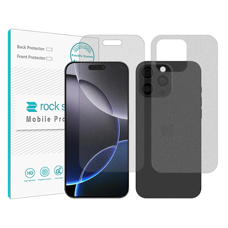 محافظ صفحه نمایش مات راک اسپیس مدل Resistant مناسب برای گوشی موبایل اپل  iPhone 16 Pro به همراه محافظ پشت گوشی 