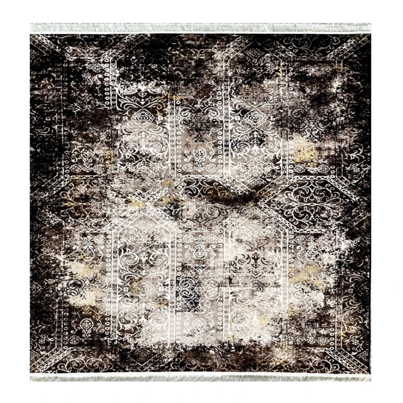 فرش ماشینی 420 شانه زمینه قهوه‌ای حاشیه قهوه ای مدل ۷۰۶۳۰