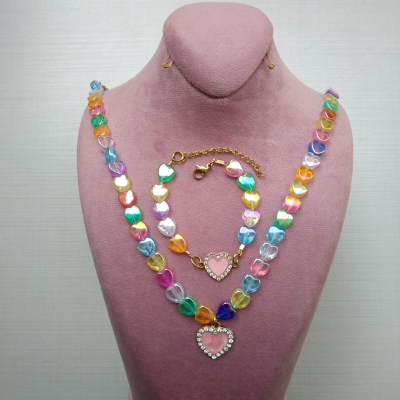 نیم ست دخترانه مدل مهره ای قلب کد 0312 نیم ست دخترانه مدل مهره ای قلب کد 0312