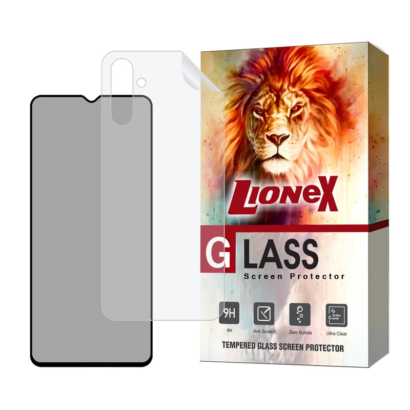 محافظ صفحه نمایش حریم شخصی لایونکس مدل FULLPRIVNANOL مناسب برای گوشی موبایل سامسونگ Galaxy A04s / Galaxy A13 5G به همراه محافظ پشت گوشی