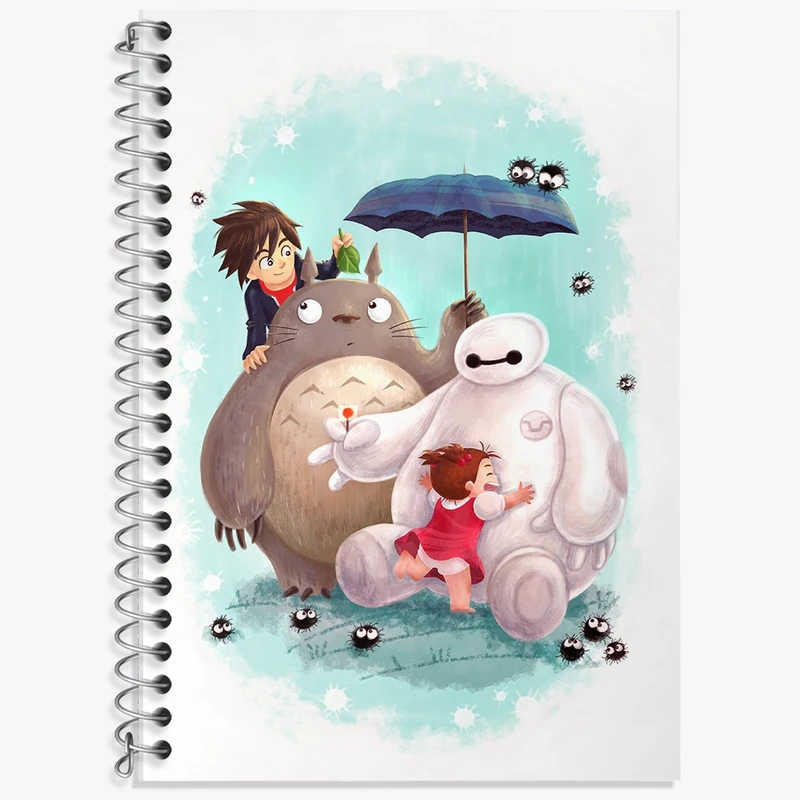 دفتر زبان 50 برگ خندالو مدل سه خط طرح انیمه توتورو (Totoro) کد F2142