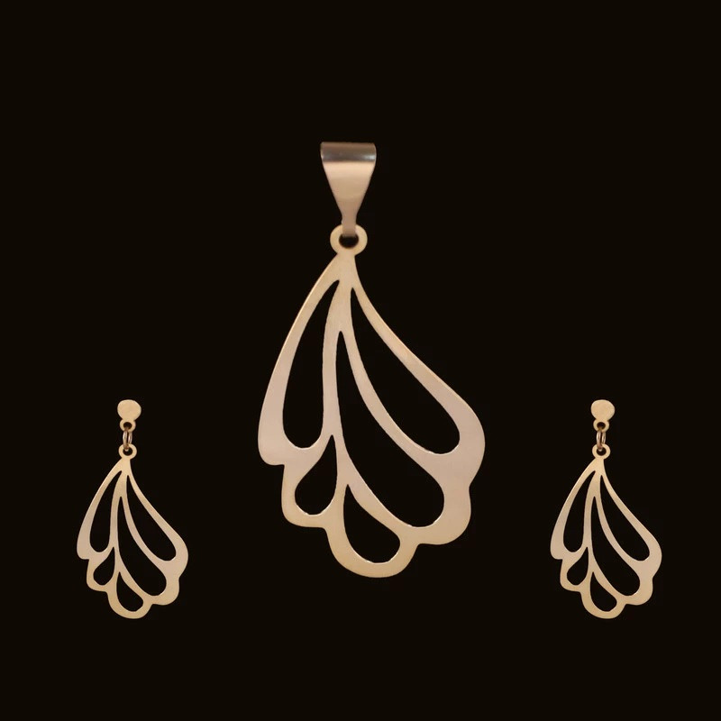 نیم ست طلا 18 عیار زنانه مدل 633