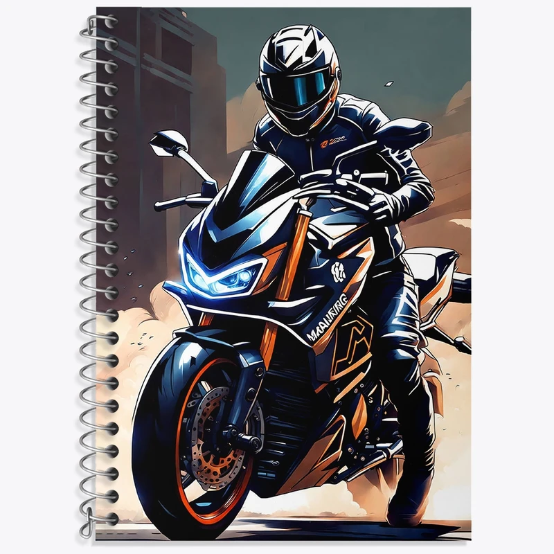 دفتر زبان 50 برگ خندالو مدل سه خط طرح موتورسوار کد N1196