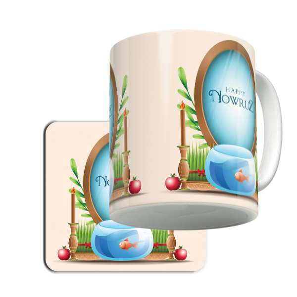 ماگ لاژید مدل عید نوروز به همراه زیرلیوانی