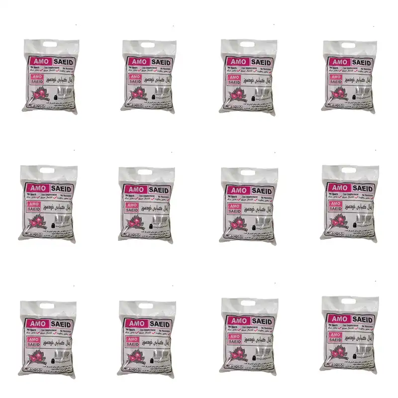 زغال کبابی عمو سعید مدل خودسوز بسته 12 عددی