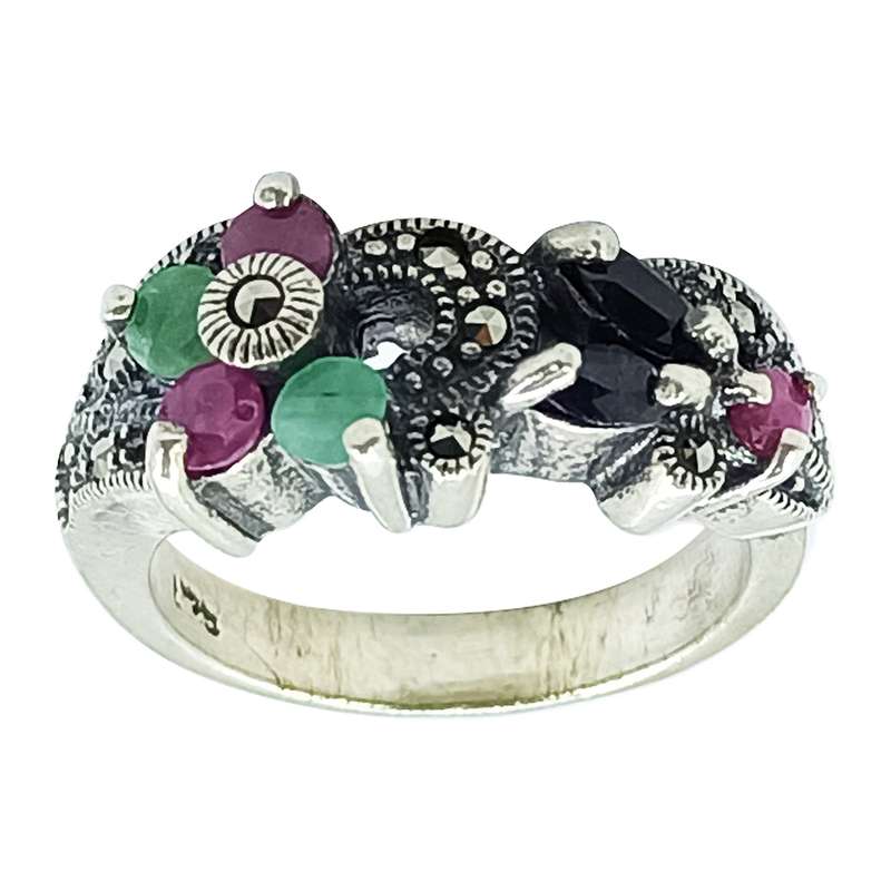 انگشتر نقره زنانه سلین کالا مدل یاقوت و زمرد ce-As312