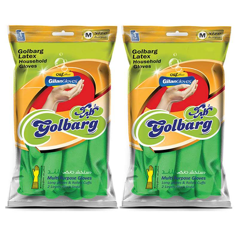 دستکش آشپزخانه دستکش گیلان مدل گلبرگ ساق بلند سایز متوسط بسته 2 جفتی