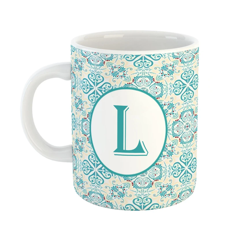 ماگ پادآفرین مدل فانتزی طرح حرف L کد 30