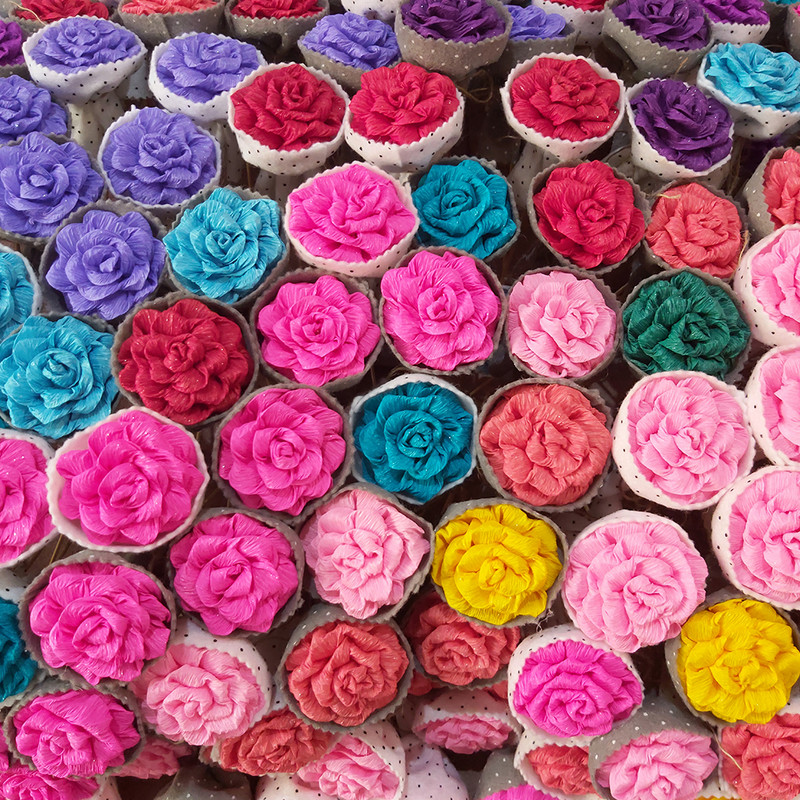 گل مصنوعی مدل رز کاغذی بسته 6 عددی