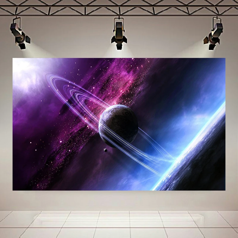 پوستر پارچه ای طرح مخمل  کهکشان مدل سیاره و قمر کد AR3062121