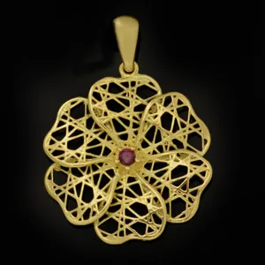 آویز گردنبند طلا 18 عیار زنانه طلای مستجابی مدل گل کد 67009