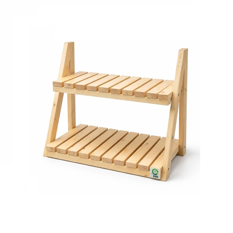 استند جا ادویه ای مانی آرا مدل STND_001 طرح تمام چوب دو طبقه