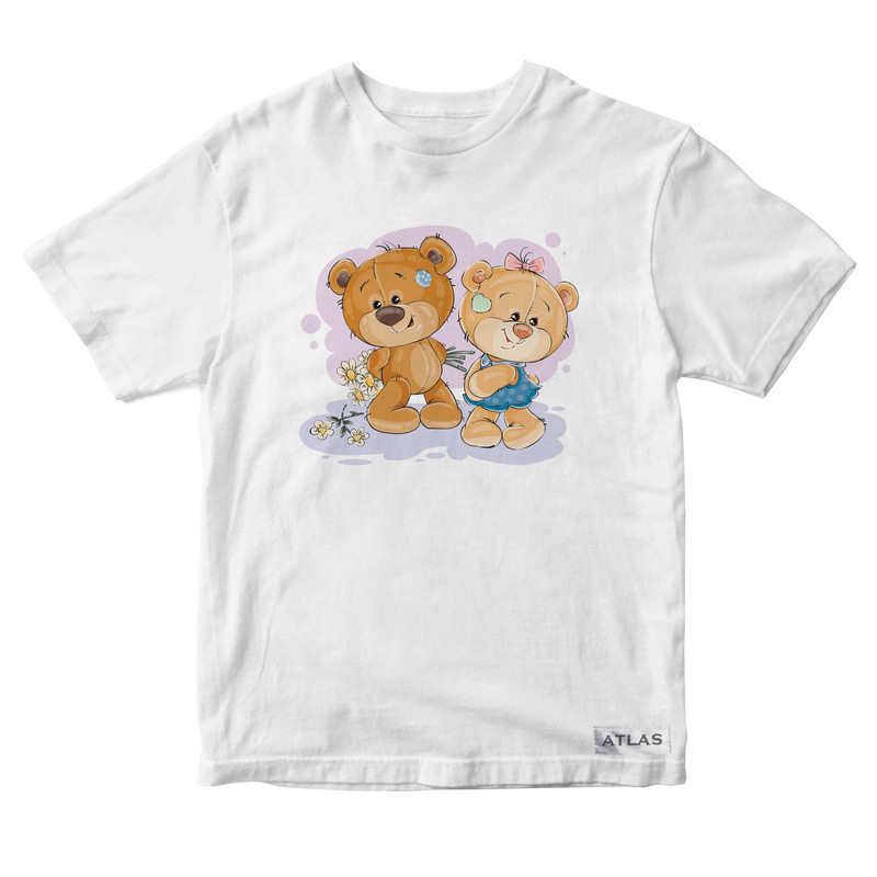 تی شرت آستین کوتاه پسرانه مدل Teddy bear کد SH011 رنگ سفید