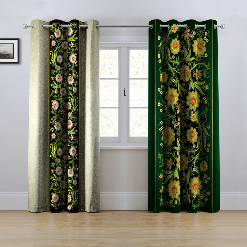 پرده مدل پانچی گلدار سایز 280x145 سانتی متر