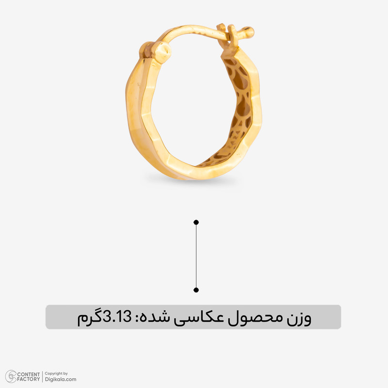 گوشواره کلیپسی طلا 18 عیار زنانه جواهری راز مدل حلقه ای - 7