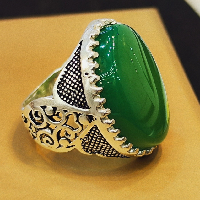 انگشتر نقره مردانه مدل سنگ عقیق کد 740