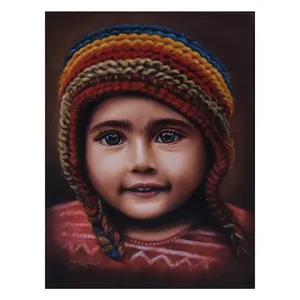تابلو نقاشی رنگ روغن طرح لبخند در سرما
