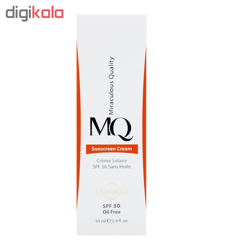 کرم ضد آفتاب رنگی ام کیو SPF50 مدل LIGHT BEIGE مناسب پوست های چرب حجم 55 میلی لیتر