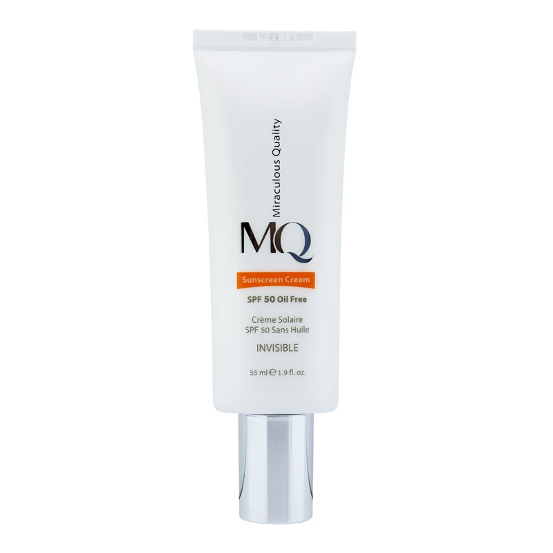 کرم ضدآفتاب بی‌رنگ ام کیو SPF50 مدل INVISIBLE، مناسب پوست‌های چرب، حجم 55 میلی‌لیتر