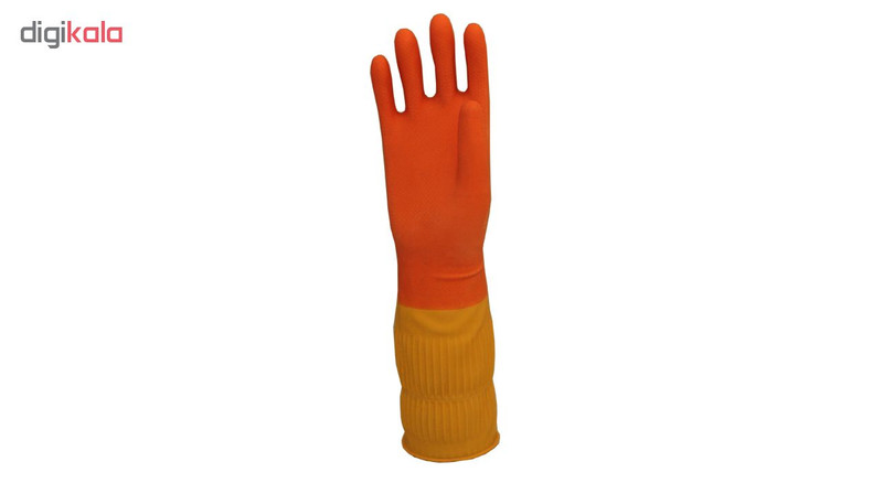 دستکش آشپزخانه دستکش گیلان مدل گلبرگ دورنگ ساق بلند بسته 2 جفتی