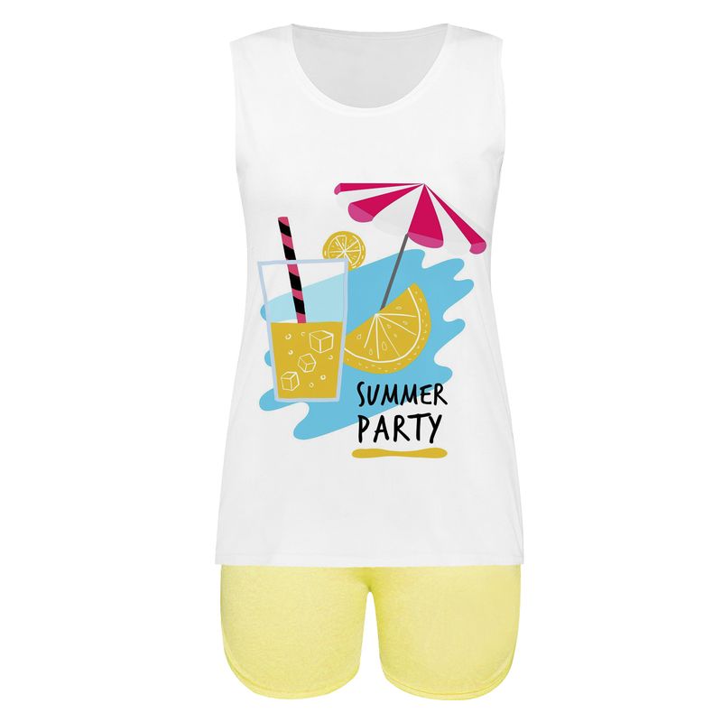 ست تاپ و شلوارک زنانه طرح summer party کد 01 ye