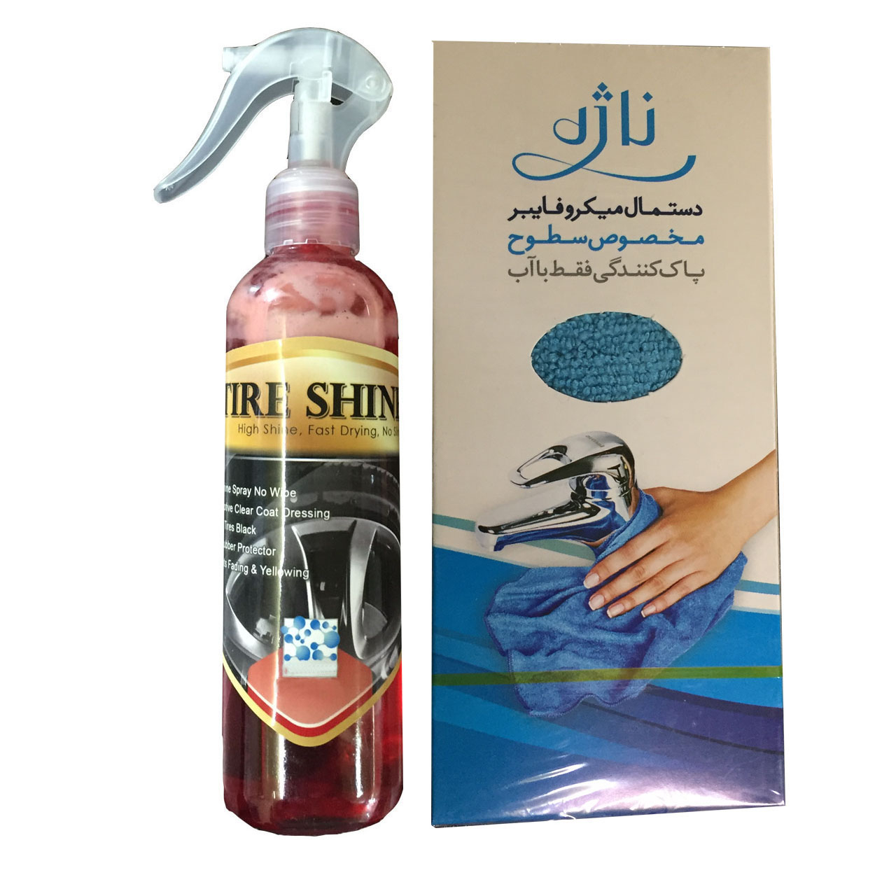 اسپری واکس لاستیک خودرو مدل NP115 حجم 250 میلی لیتر به همراه دستمال