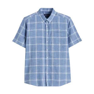 پیراهن آستین کوتاه یقه برگردان مردانه ال سی وایکیکی مدل سوپرپنبه چارخونه