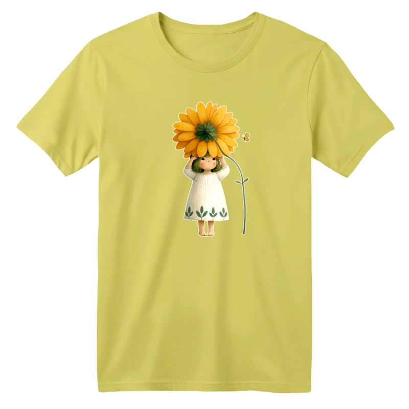 تی شرت آستین کوتاه بچگانه مدل دخترک و گل