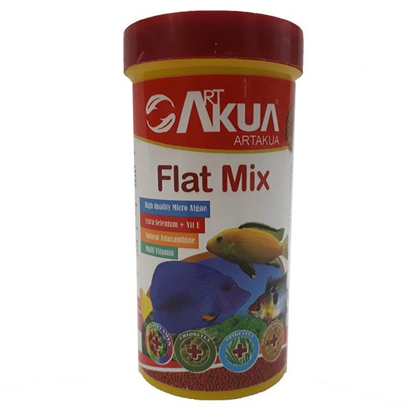 غذای ماهی آکوا مدل FLAT MIX وزن 125 گرم