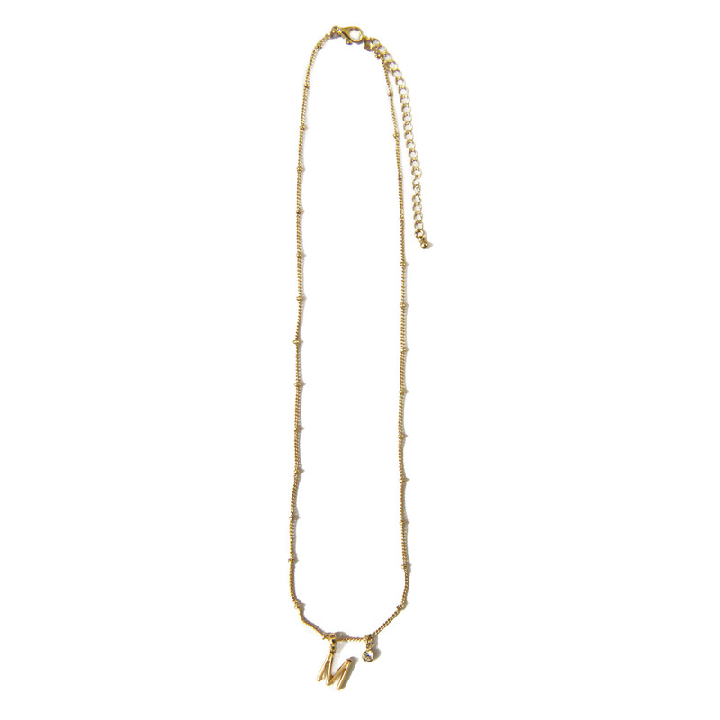 گردنبند زنانه مدل حروف M نگین دار کد BD 03