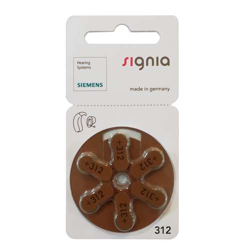 باتری سمعک زیمنس شماره 312 بسته 6 عددی